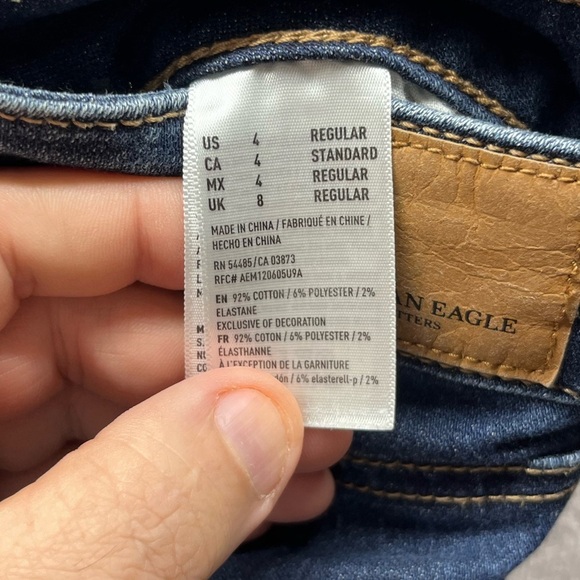 American Eagle Super Stretch Distressed Hi-Rise Jegging Jeans Womens 4 Blue 2573 - Picture 4 of 10
